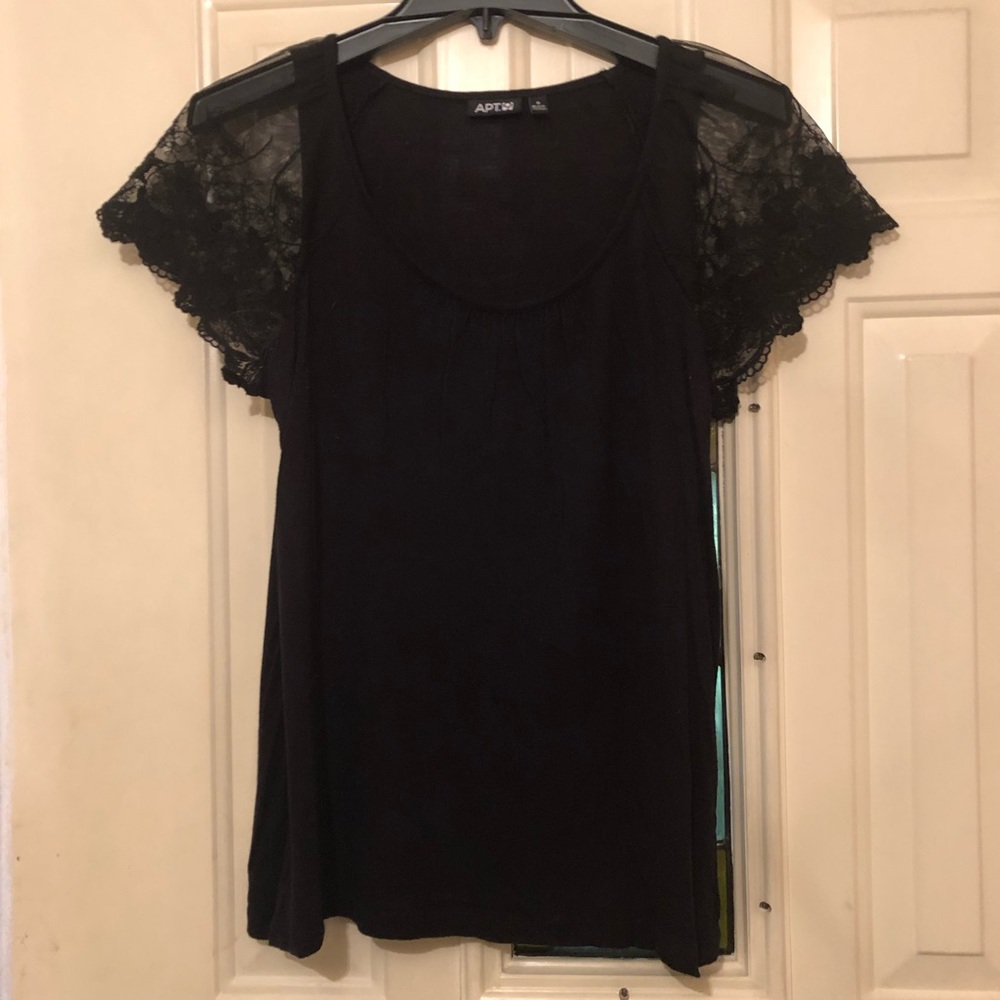 Scoop-Neck, Lace-Sleeve Top